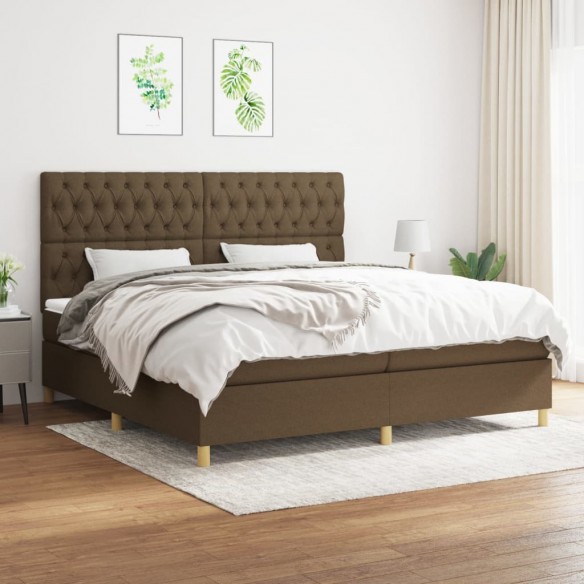 Cadre de lit avec matelas Marron foncé 200x200 cm