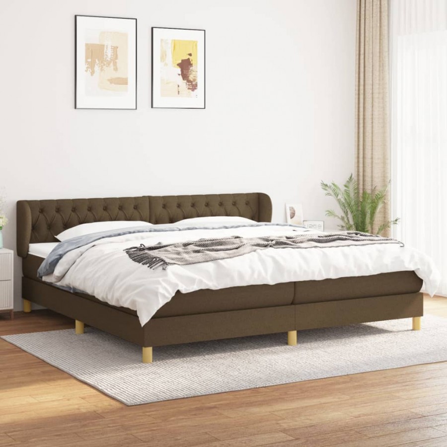 Cadre de lit avec matelas Marron foncé 200x200 cm