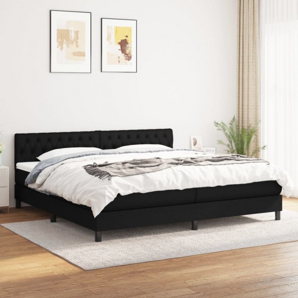 Cadre de lit avec matelas Noir 200x200 cm Tissu