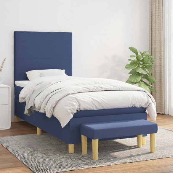 Cadre de lit avec matelas Bleu 80x200 cm Tissu