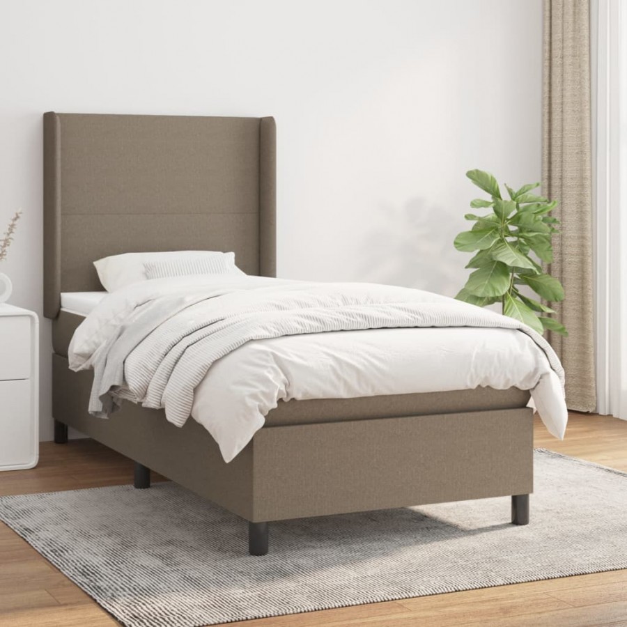 Cadre de lit avec matelas Taupe 80x200 cm Tissu