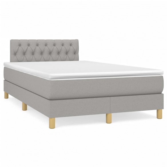 Cadre de lit matelas LED gris clair 120x190 cm tissu