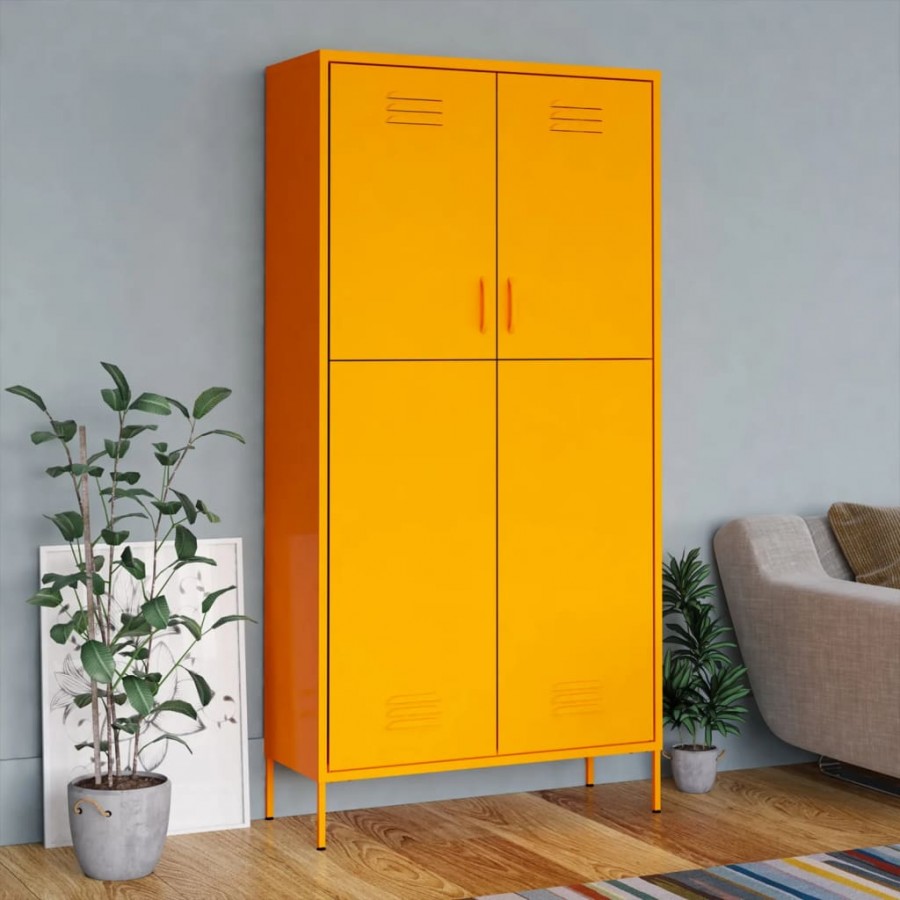 Garde-robe Jaune moutarde 90x50x180 cm Acier