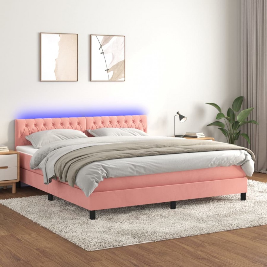 Cadre de lit avec matelas et LED Rose 160x200 cm