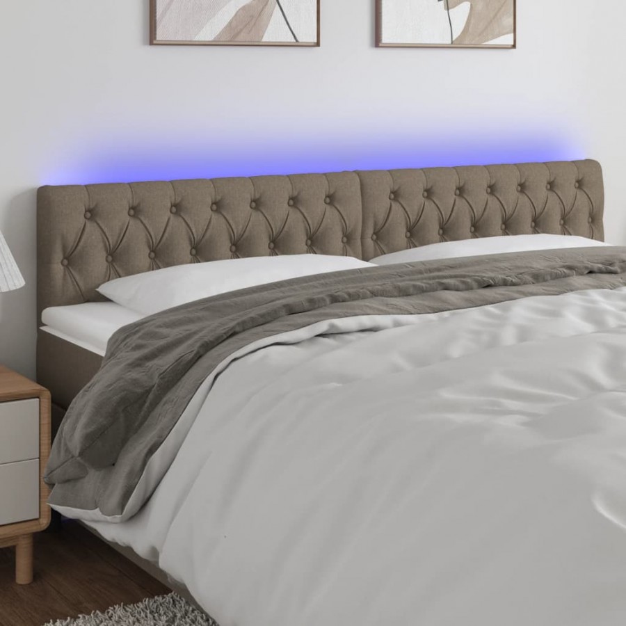 Tête de lit à LED Taupe 200x7x78/88 cm Tissu