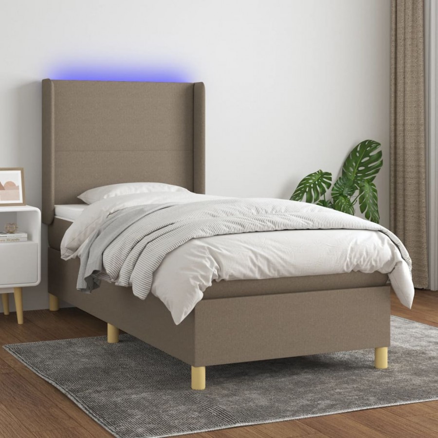 Cadre de lit matelas et LED Taupe 80x200cm Tissu