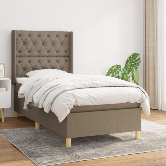 Cadre de lit avec matelas Taupe 80x200 cm Tissu