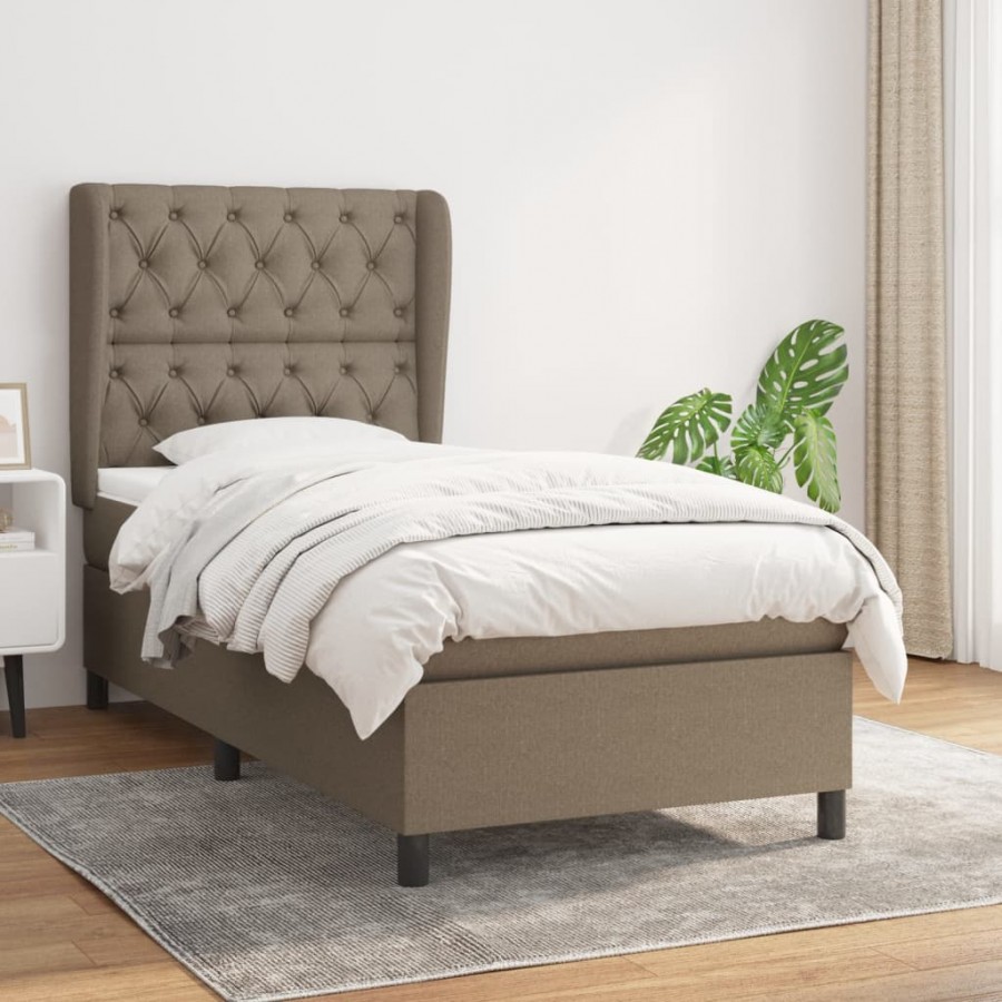 Cadre de lit avec matelas Taupe 80x200 cm Tissu