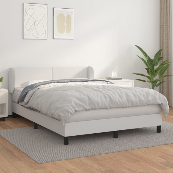 Cadre de lit avec matelas Blanc 140x190cm Similicuir