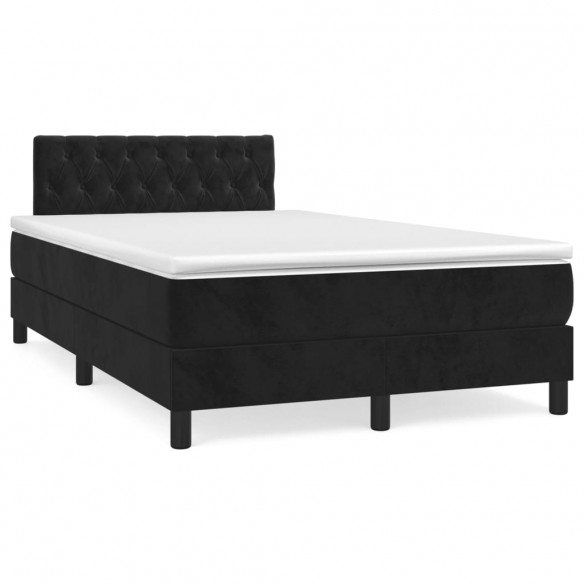 Cadre de lit et matelas LED noir 120x190 cm velours