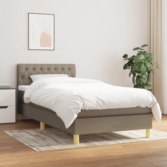 Cadre de lit avec matelas Taupe 90x200 cm Tissu