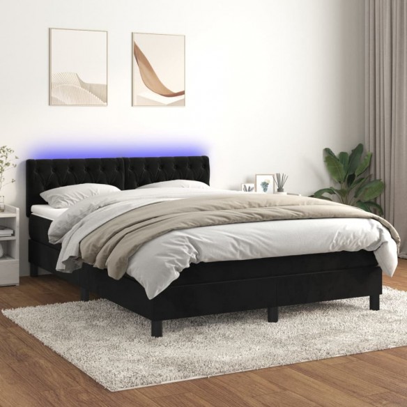 Cadre de lit avec matelas et LED Noir 140x190 cm