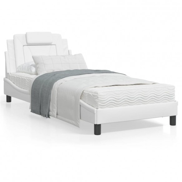 Lit avec matelas blanc 80x200 cm similicuir