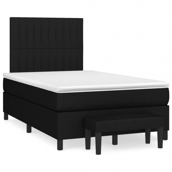 Cadre de lit avec matelas noir 120x190 cm tissu