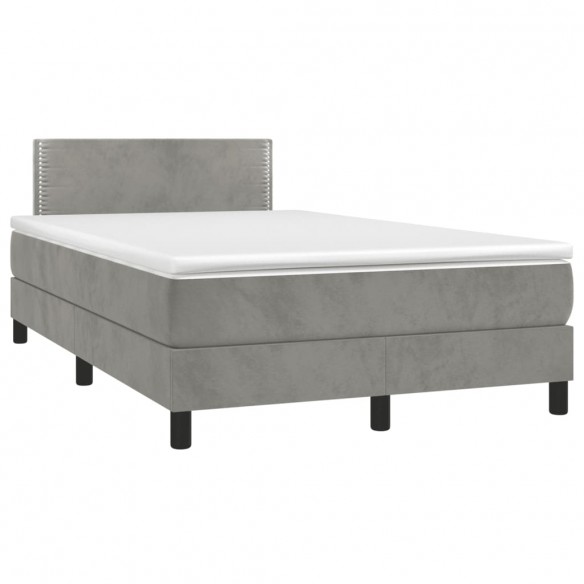 Cadre de lit avec matelas LED gris clair 120x190 cm