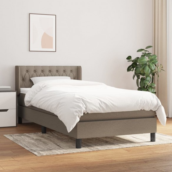 Cadre de lit avec matelas Taupe 90x200 cm Tissu