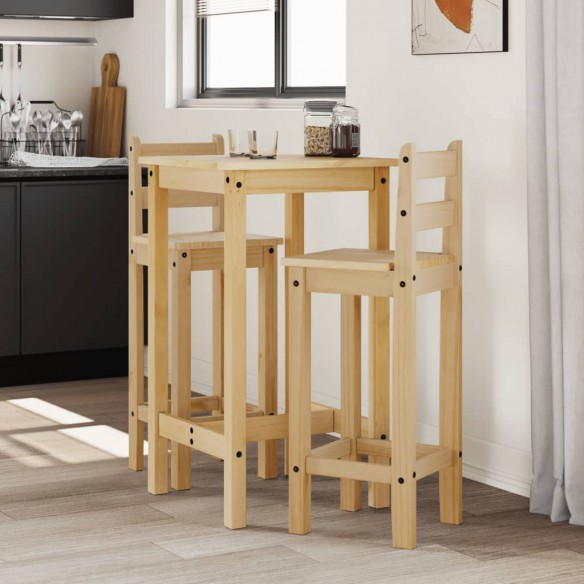 Ensemble de bar 3 pcs Bois de pin massif