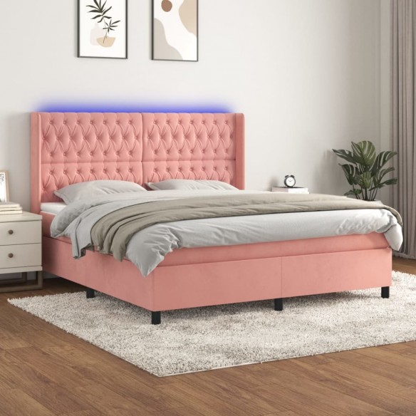 Cadre de lit matelas et LED Rose 180x200 cm Velours