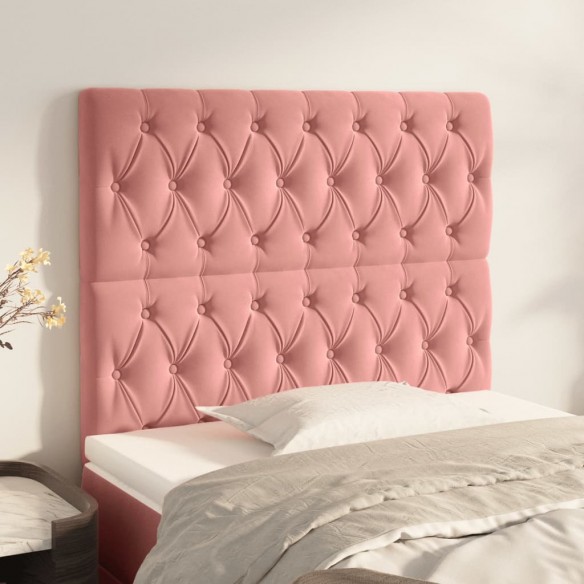 Têtes de lit 2 pcs Rose 90x7x78/88 cm Velours