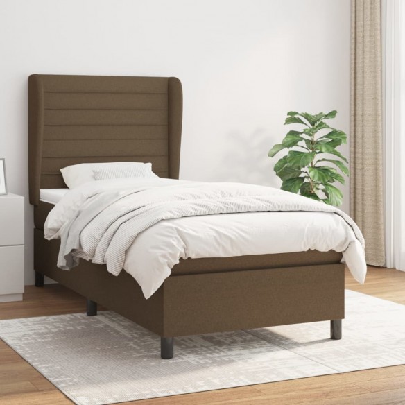 Cadre de lit avec matelas Marron foncé 90x190 cm