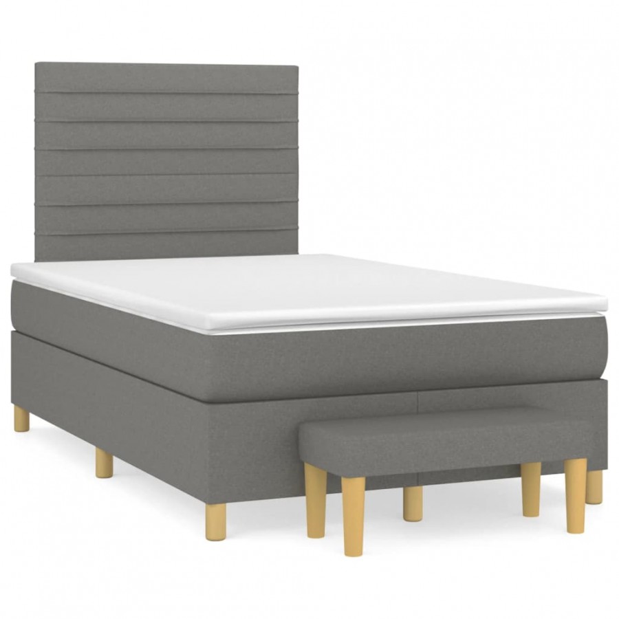 Cadre de lit avec matelas noir 120x190 cm tissu