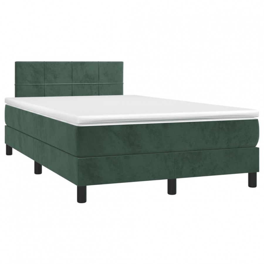 Cadre de lit avec matelas LED vert foncé 120x190 cm