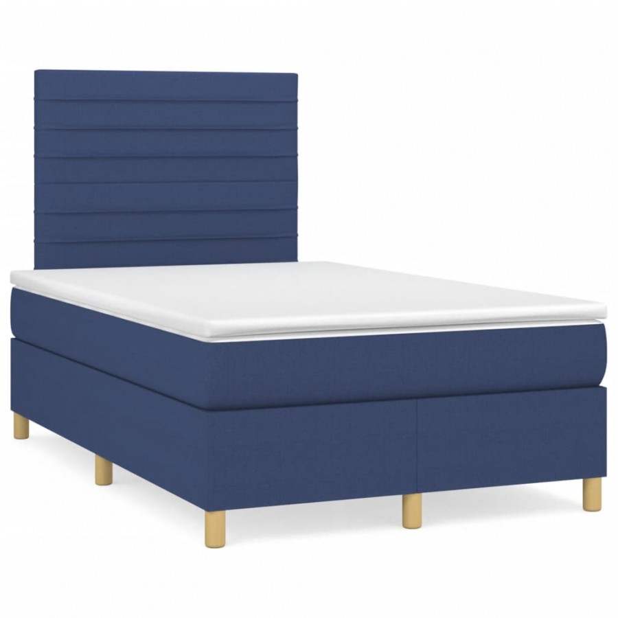 Cadre de lit matelas et LED bleu 120x190 cm tissu