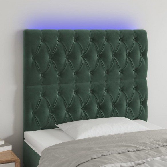 Tête de lit à LED Vert foncé 90x7x118/128 cm Velours