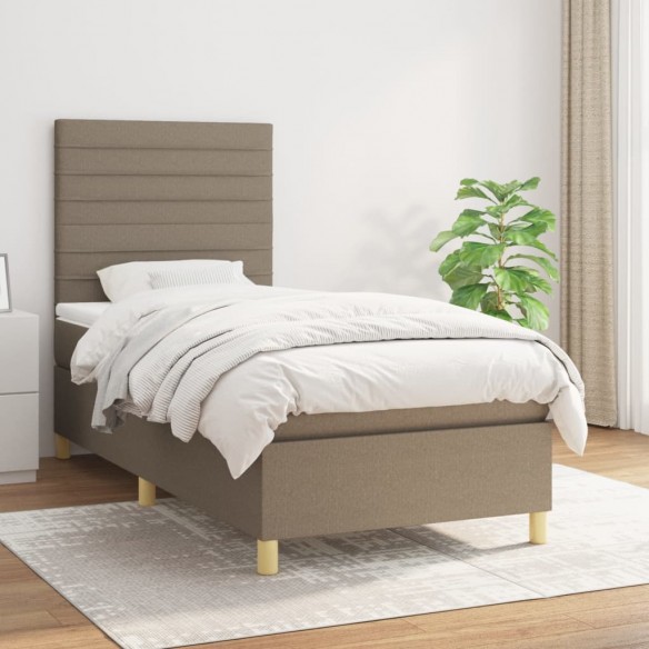 Cadre de lit avec matelas Taupe 80x200 cm Tissu