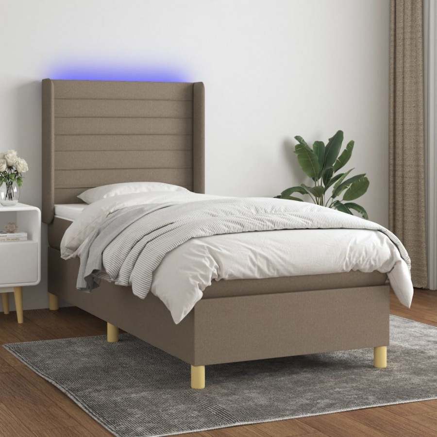 Cadre de lit matelas et LED Taupe 80x200cm Tissu