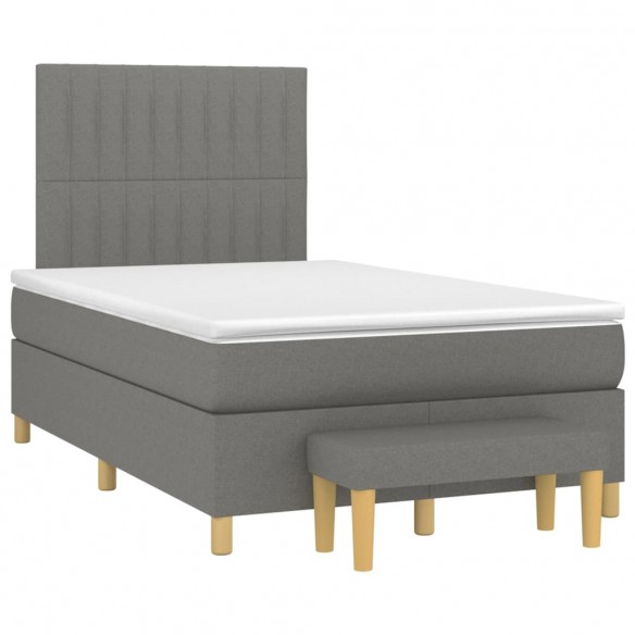 Cadre de lit avec matelas gris foncé 120x190cm tissu