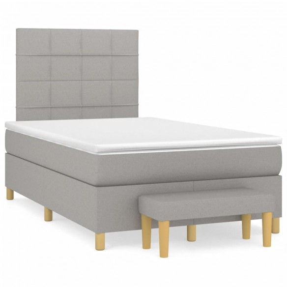 Cadre de lit et matelas gris clair 120x190 cm tissu