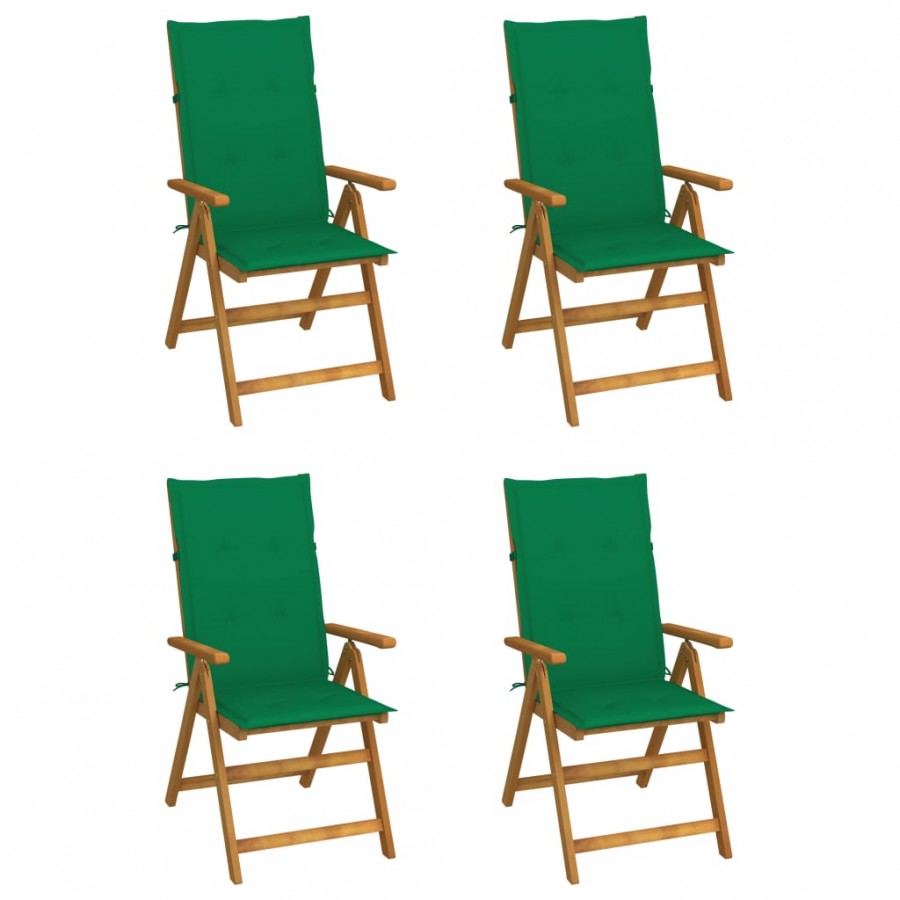 Chaises inclinables de jardin 4 pcs avec coussins Bois d'acacia