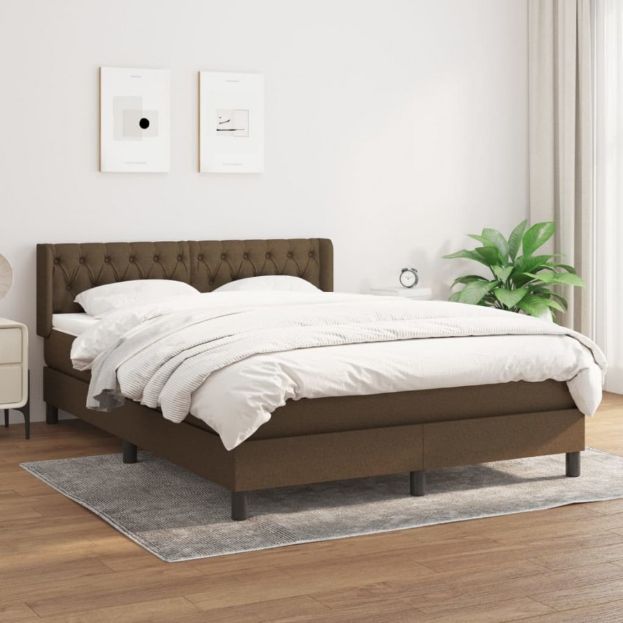 Cadre de lit avec matelas Marron foncé 140x190 cm