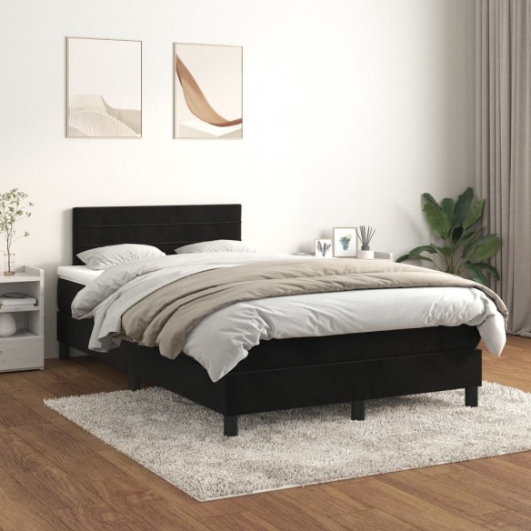 Cadre de lit avec matelas Noir 120x200 cm Velours