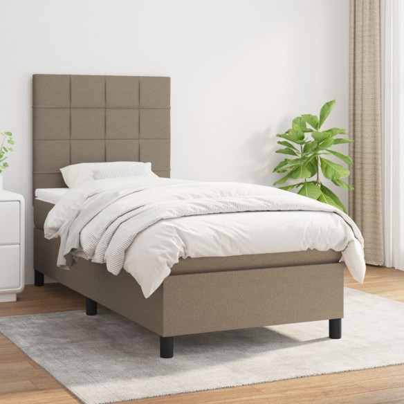 Cadre de lit avec matelas Taupe 90x190 cm Tissu