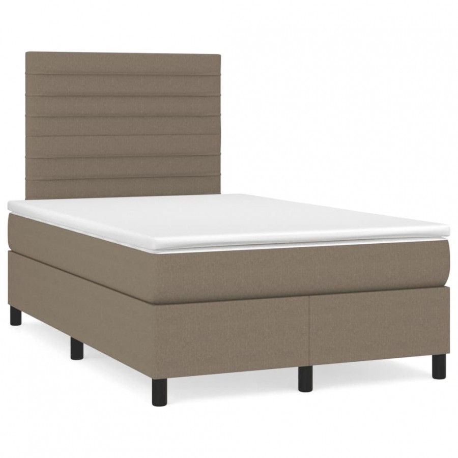 Cadre de lit matelas et LED taupe 120x190 cm tissu