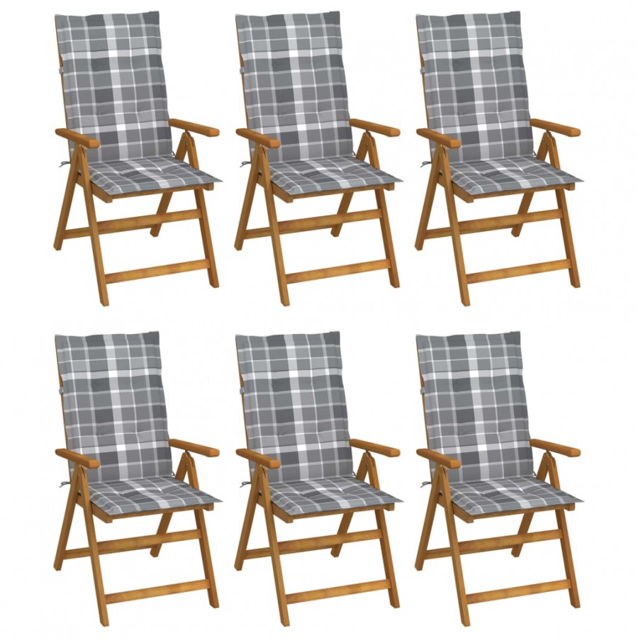 Chaises pliables de jardin 6 pcs avec coussins Bois d'acacia