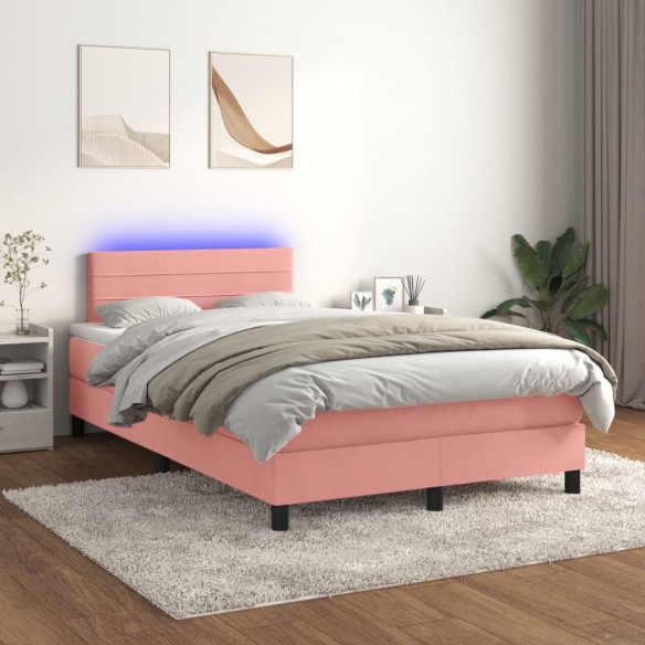 Cadre de lit avec matelas et LED Rose 120x200cm