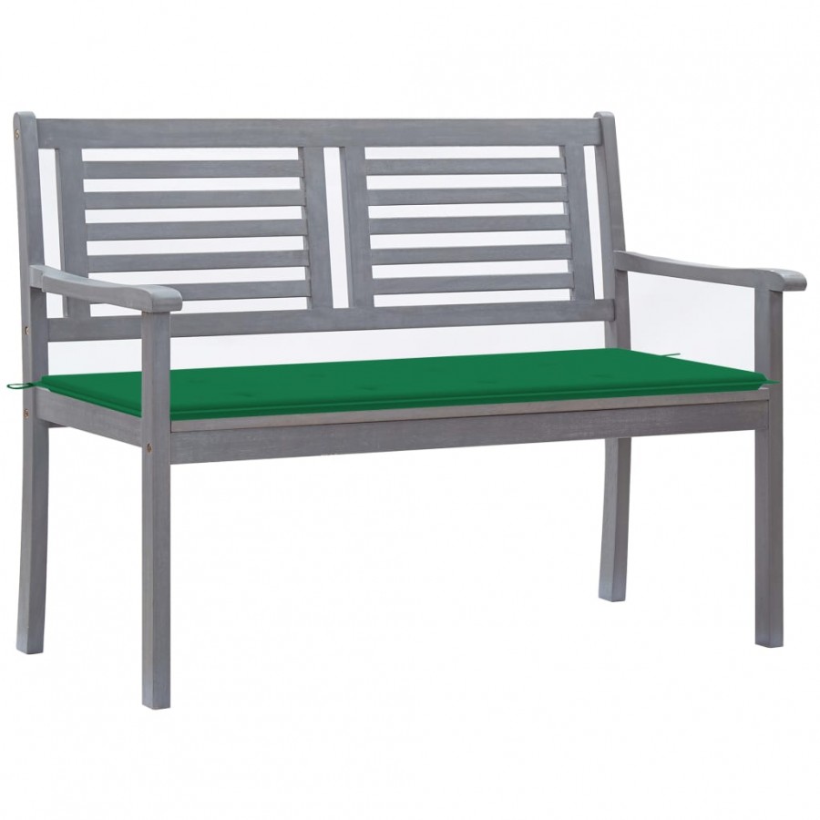 Banc de jardin 2 places avec coussin 120 cm Gris Eucalyptus