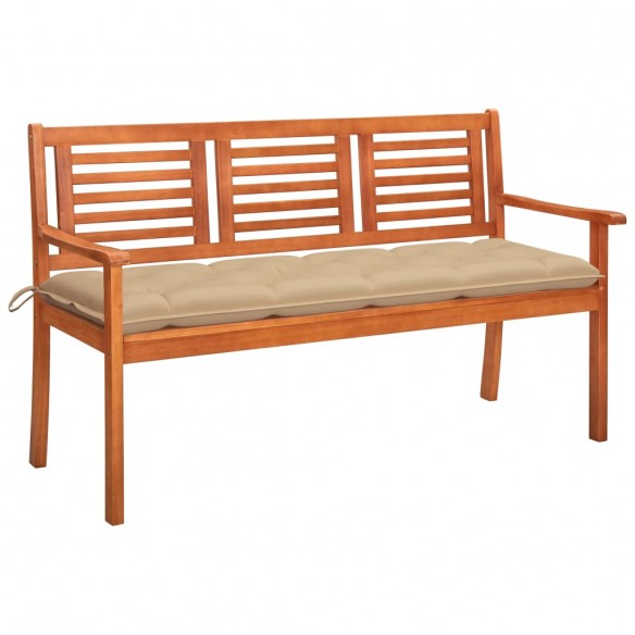 Banc de jardin 3 places avec coussin 150 cm Bois d'eucalyptus