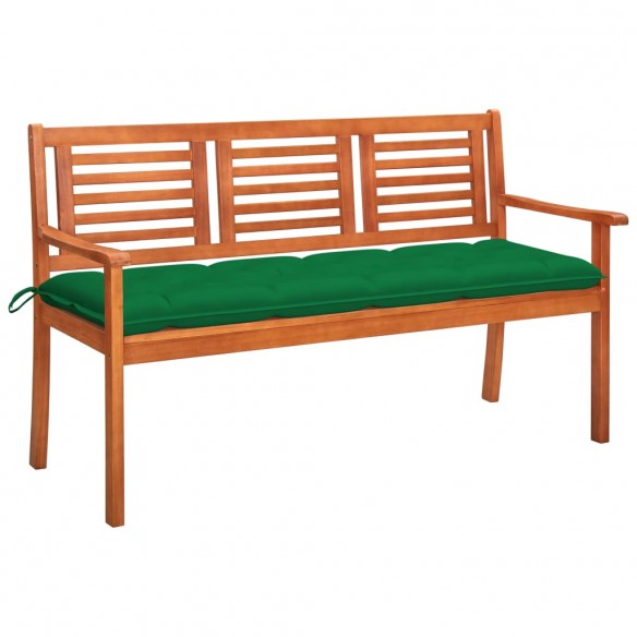 Banc de jardin 3 places avec coussin 150 cm Bois d'eucalyptus