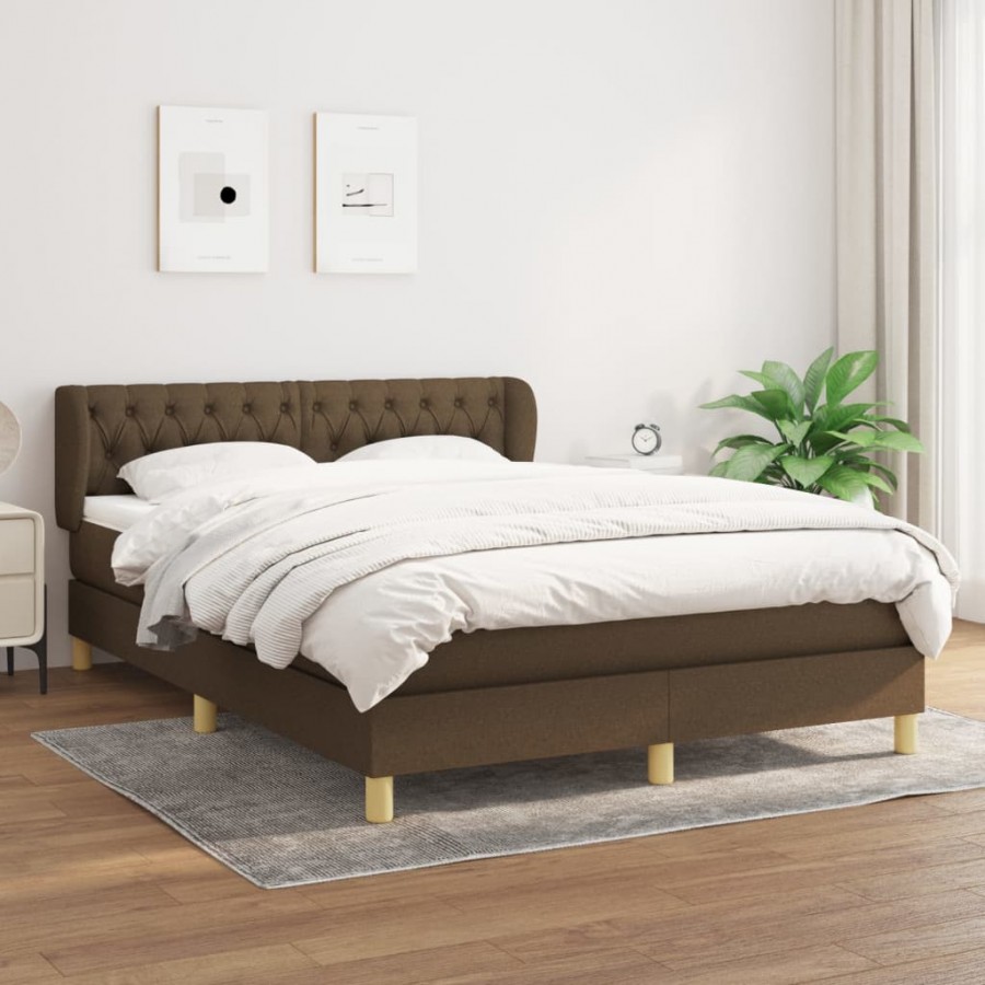 Cadre de lit avec matelas Marron foncé 140x190 cm