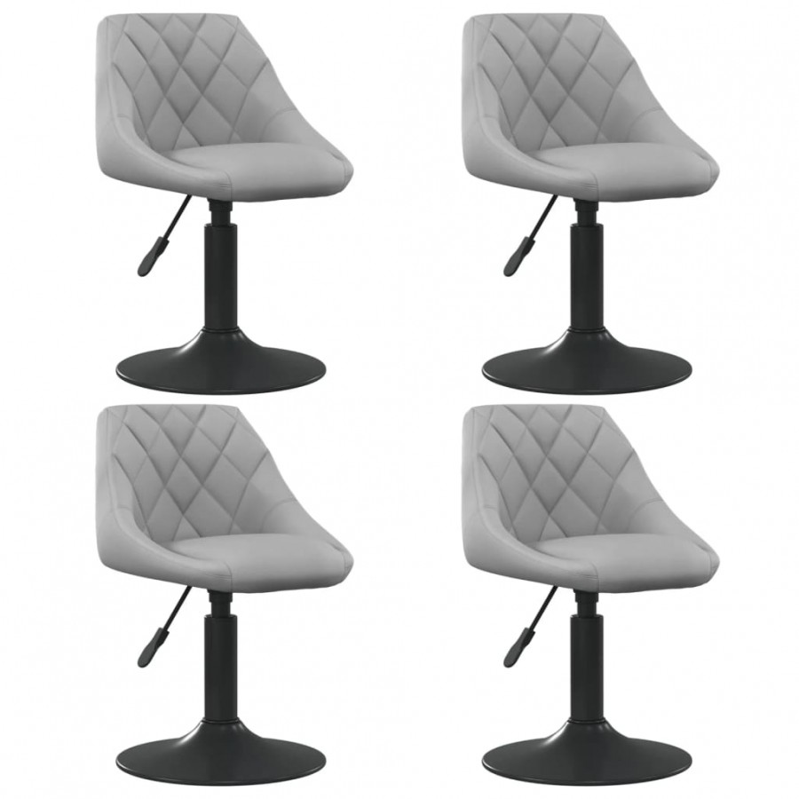 Chaises pivotantes à manger lot de 4 gris clair velours