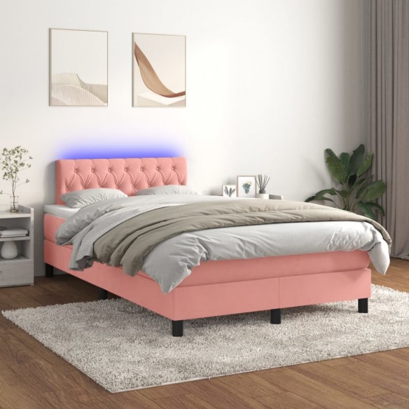 Cadre de lit avec matelas et LED Rose 120x200cm