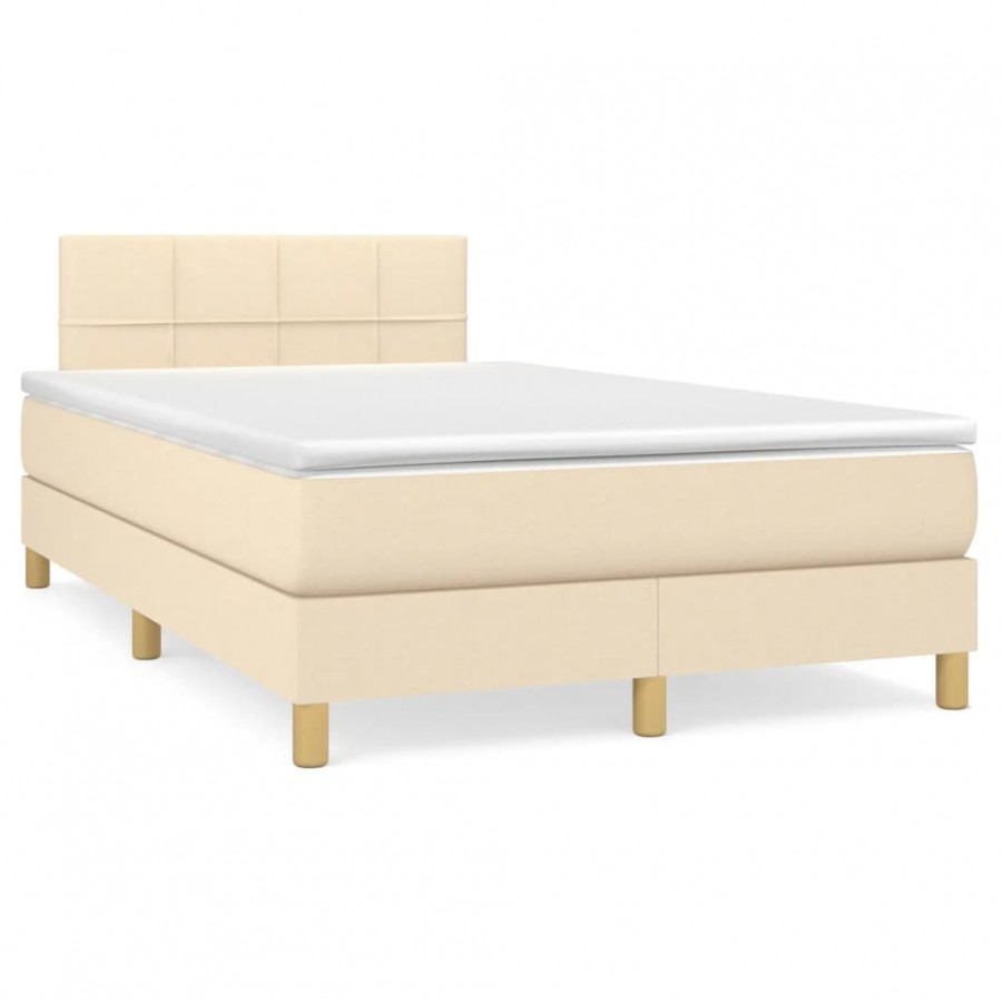 Cadre de lit matelas et LED crème 120x190 cm tissu