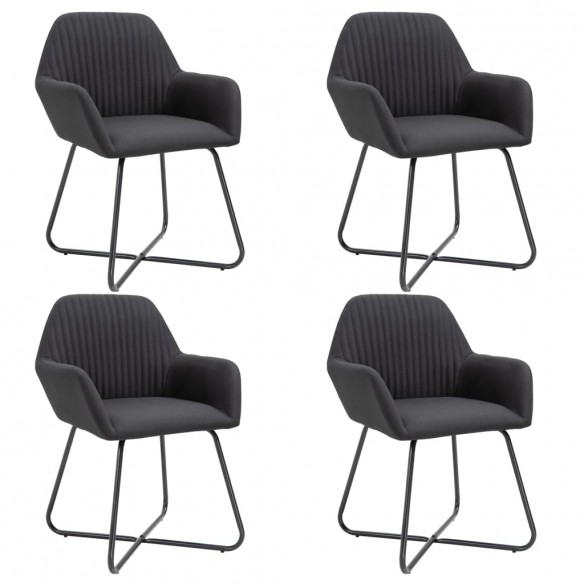 Chaises à manger lot de 4 noir tissu