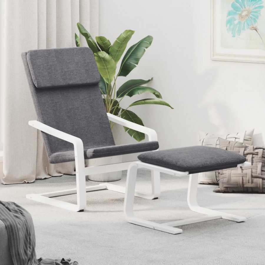 Chaise de relaxation avec repose-pied Gris foncé Tissu