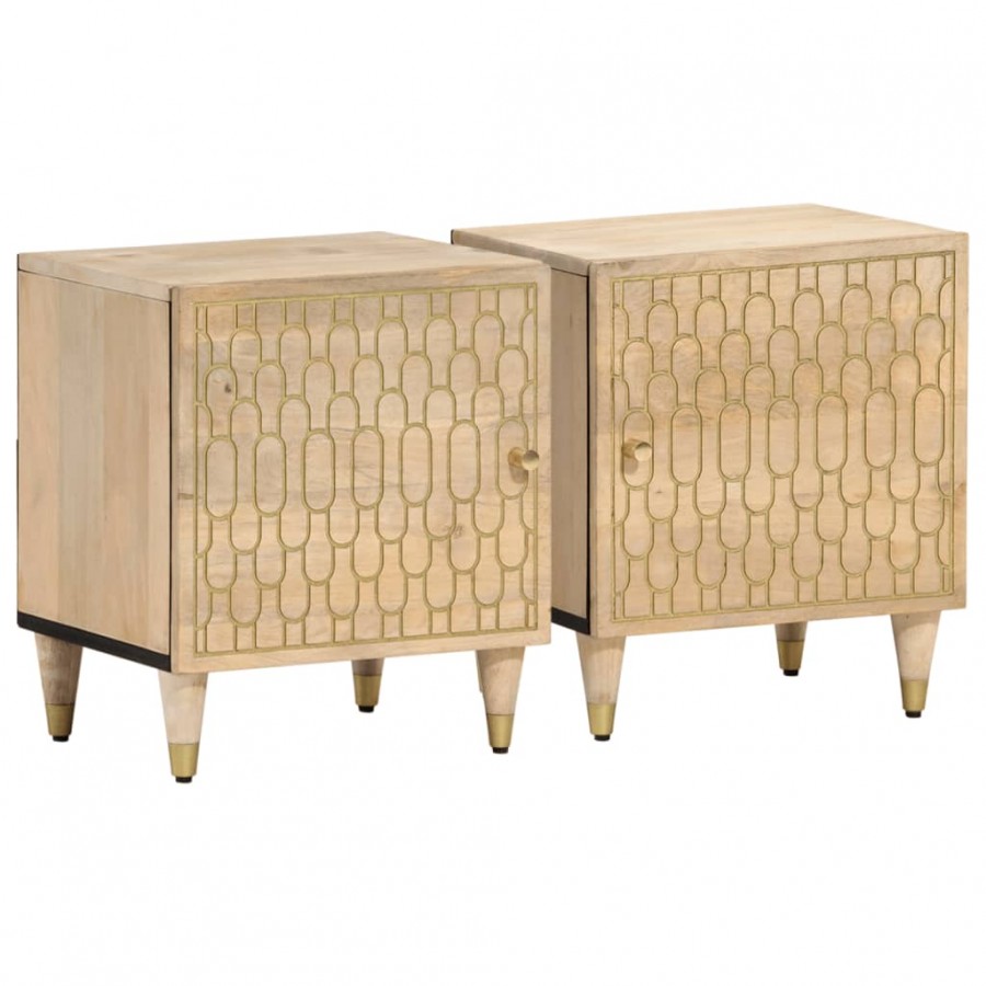 Tables de chevet 2 pcs 40x33x46 cm Bois de manguier solide