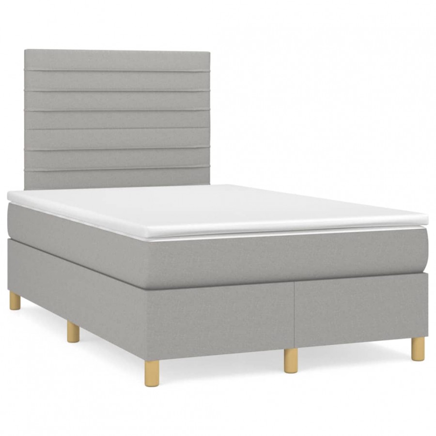 Cadre de lit et matelas gris clair 120x190 cm tissu